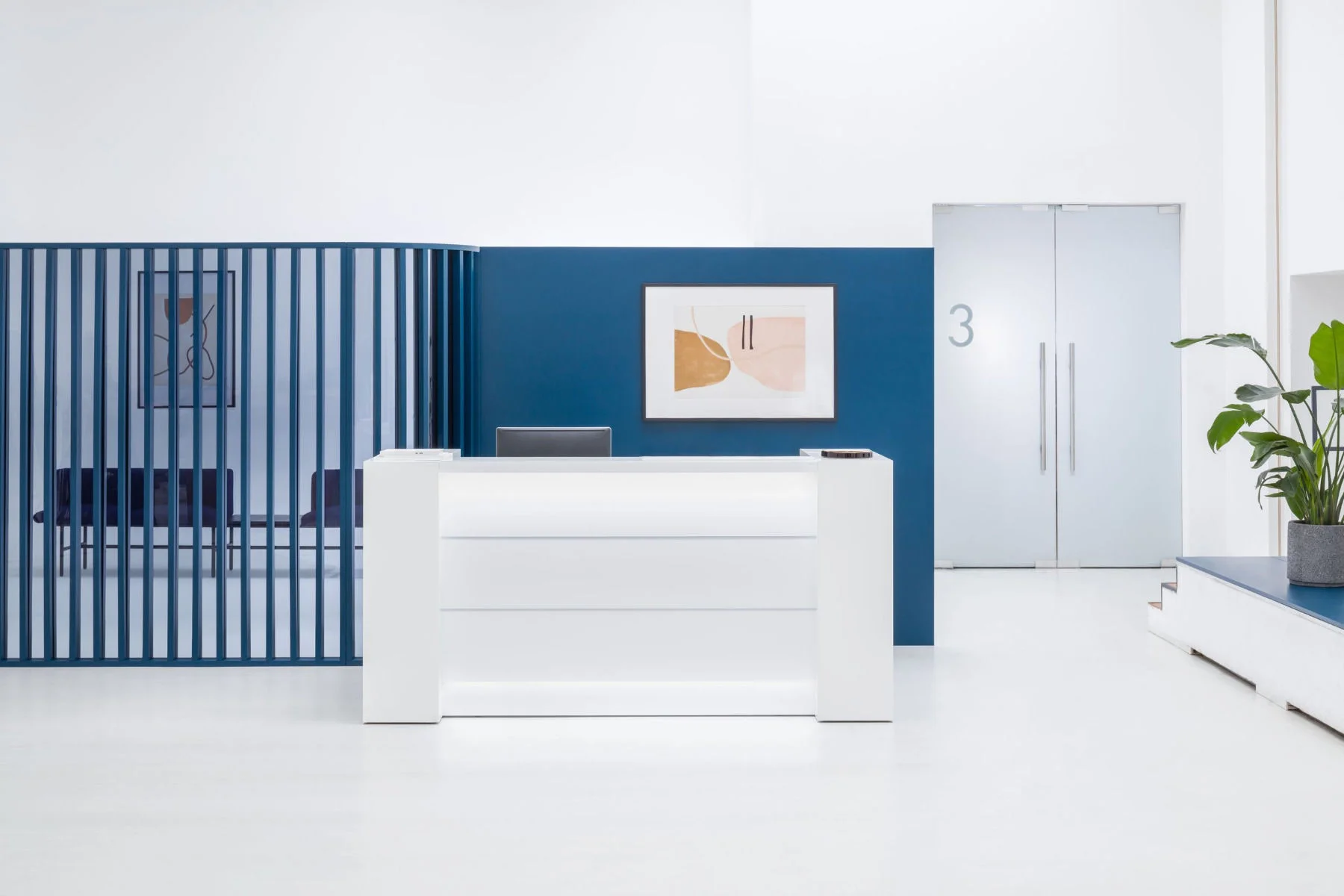 Banque d'accueil MDD valde mobilier de bureau professionnel, forme dynamique, conception modulaire